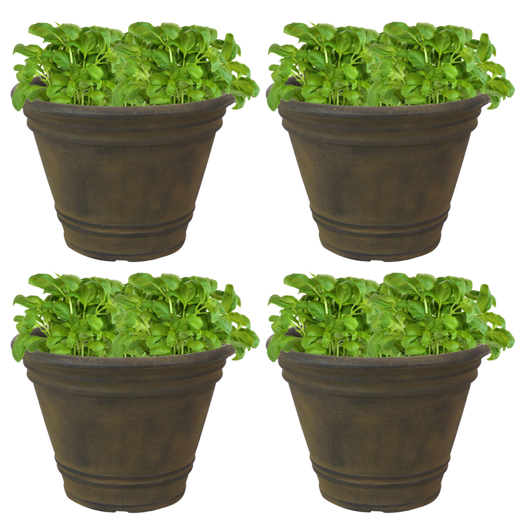 Sunnydaze 20 in Franklin Unbreakable Polyresin Planter - Sable - Set of 4 Image 5