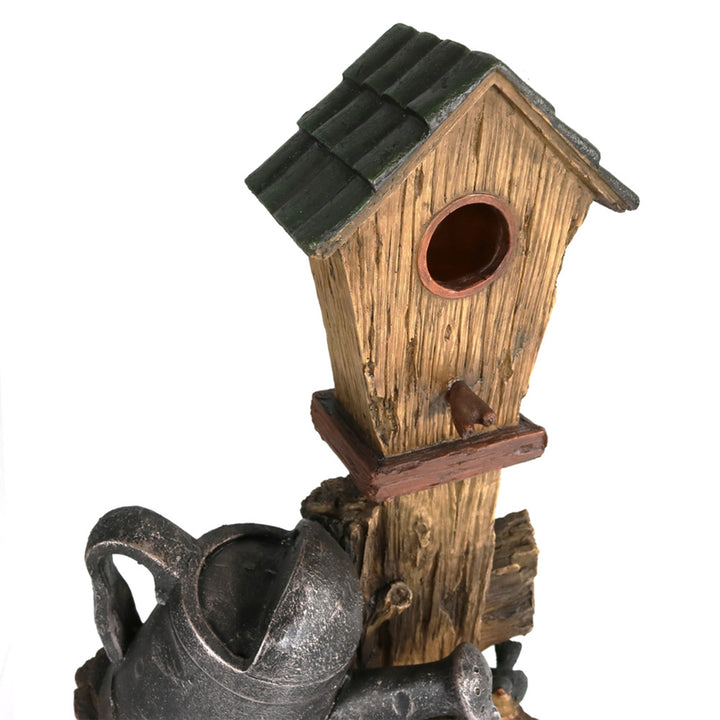 Sunnydaze Rustic Birdhouse and Garden Watering Can Water Fountain - 31 in Image 6