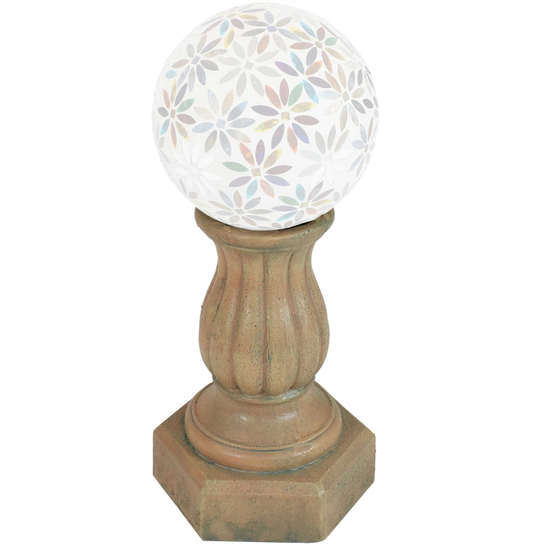 Sunnydaze Contemporary Pillar Polyresin Gazing Globe Stand - Autumn Leaf Image 7