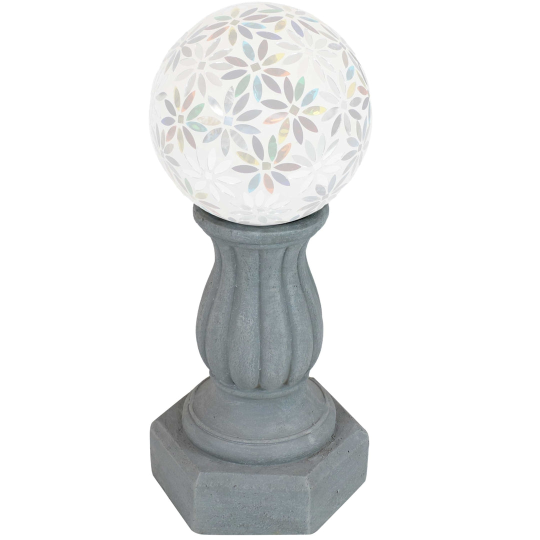 Sunnydaze Contemporary Pillar Polyresin Gazing Globe Stand - Travertine Image 7