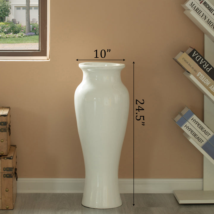 Modern floor vase, White Unique Trumpet Floor Vase, Home Interior Decoration, Modern Floor Vase, Tall Floor Vase Image 6