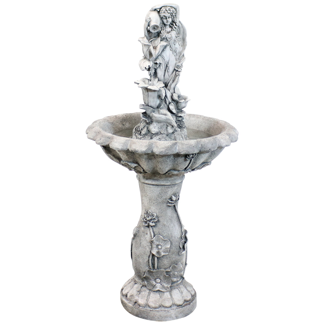 Sunnydaze Fairy Flower Solar Water Fountain with Battery Backup - 42 in Image 1