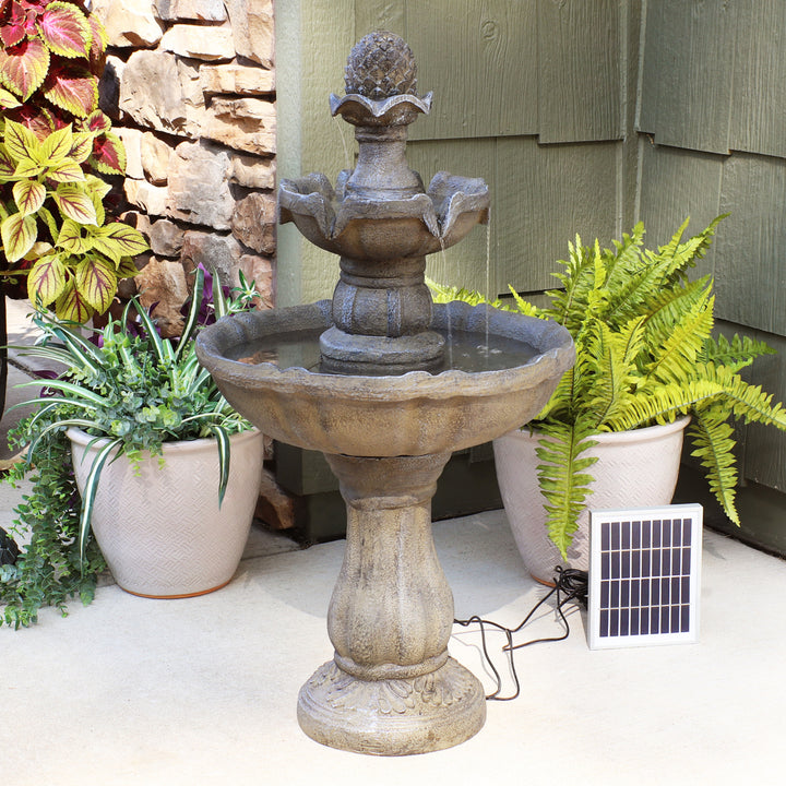 Sunnydaze Pineapple Polyresin Outdoor 2-Tier Solar Fountain with Battery Image 5