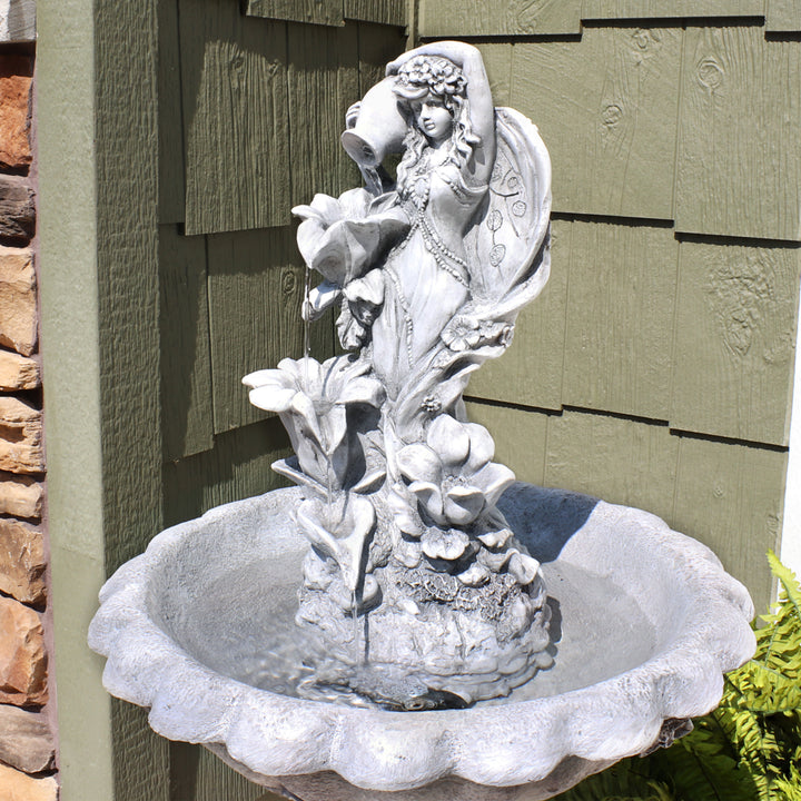 Sunnydaze Fairy Flower Solar Water Fountain with Battery Backup - 42 in Image 5