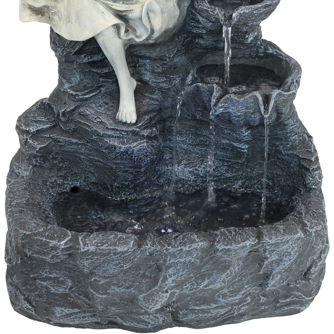 Sunnydaze Angel Falls Solar Water Fountain with Battery/LED Lights - 29 in Image 8