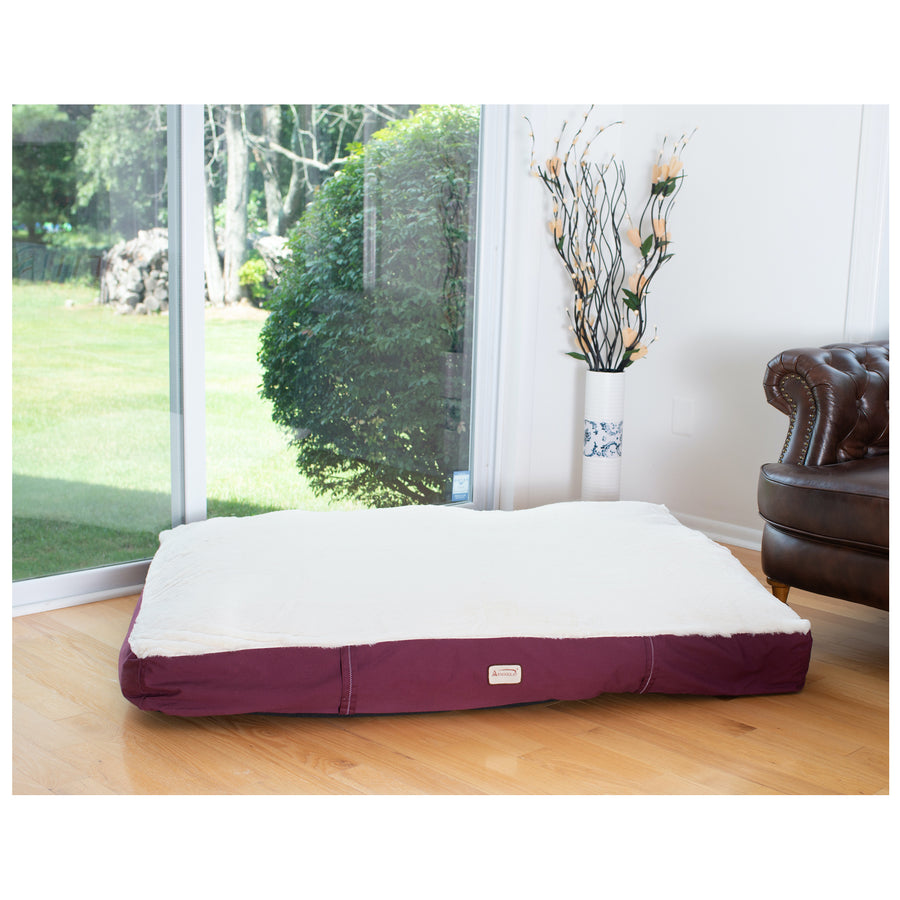 Armarkat M02 Large Pet Bed Mat Ivory Burgundy Waterproof Poly Fill Cushion 39x28 Image 1