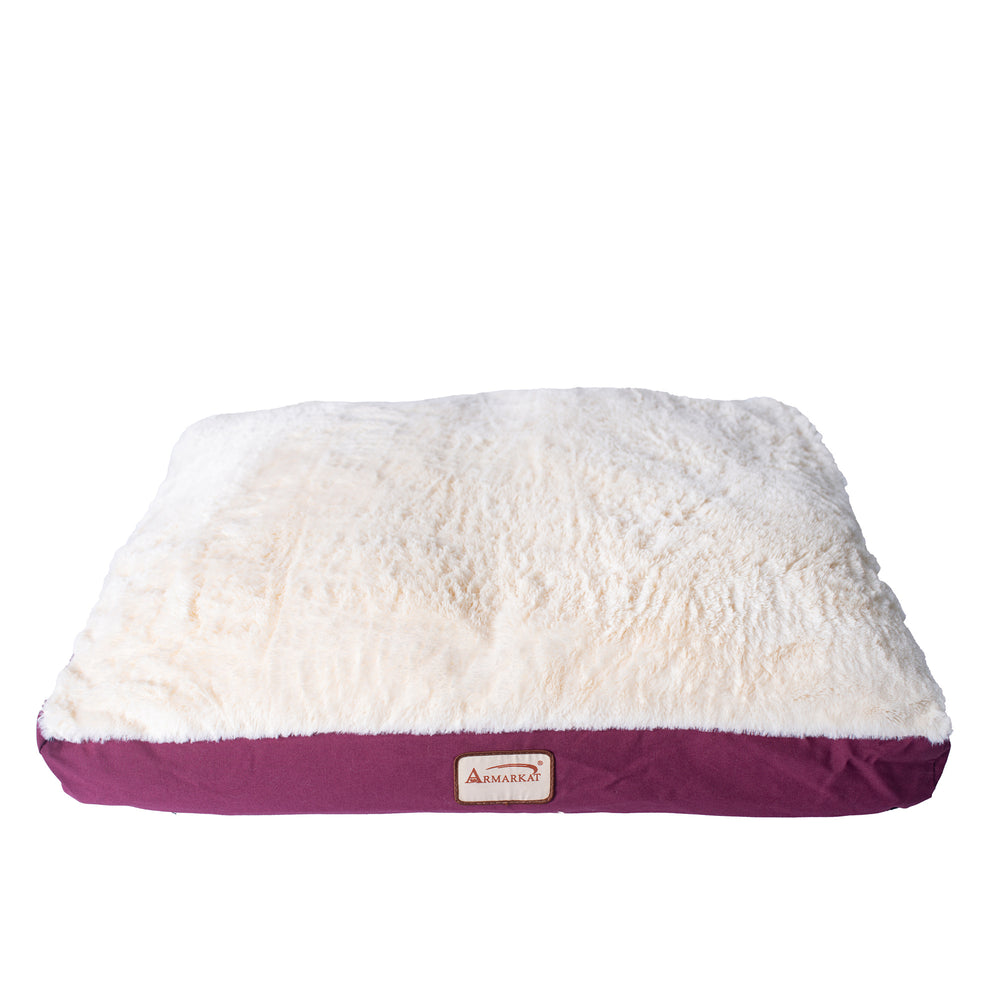 Armarkat M02 Large Pet Bed Mat Ivory Burgundy Waterproof Poly Fill Cushion 39x28 Image 2