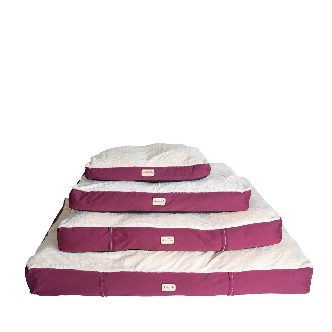 Armarkat M02 Large Pet Bed Mat Ivory Burgundy Waterproof Poly Fill Cushion 39x28 Image 7