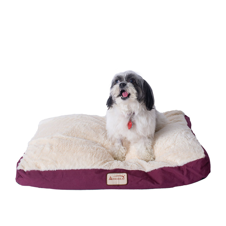 Armarkat Medium Pet Bed Mat Burgundy Ivory 28x22 Waterproof Anti-Skid Image 1