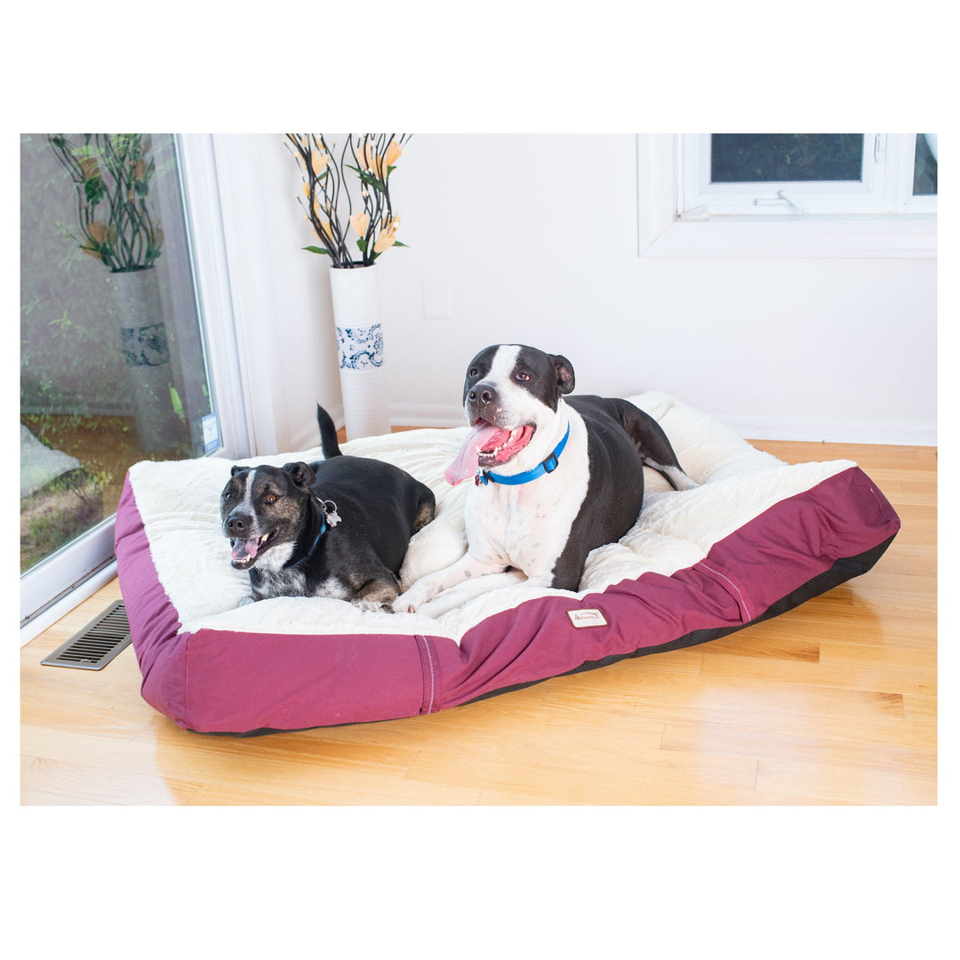 Armarkat M02XXL Double Extra Large Pet Bed Mat Ivory Burgundy Poly Fill Image 1