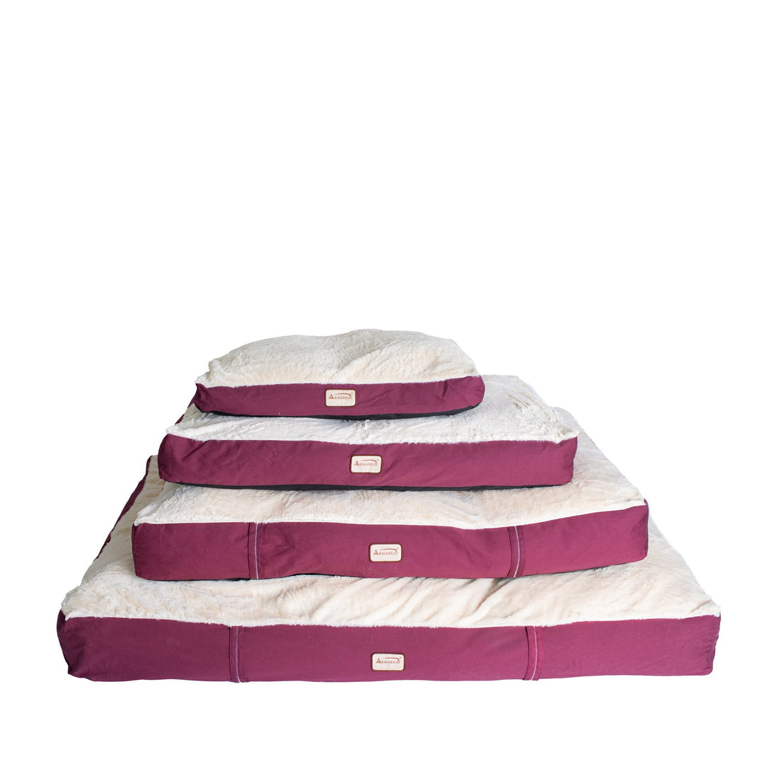 Armarkat M02XXL Double Extra Large Pet Bed Mat Ivory Burgundy Poly Fill Image 5