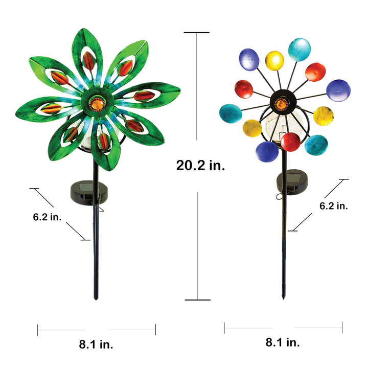 Solar Garden Pinwheels-Landscape Accent Illuminated Metal Spinner - 2 Styles Image 3