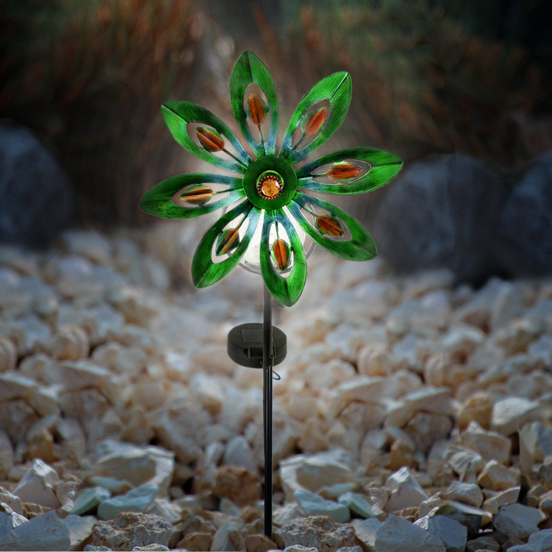 Solar Garden Pinwheels-Landscape Accent Illuminated Metal Spinner - 2 Styles Image 4