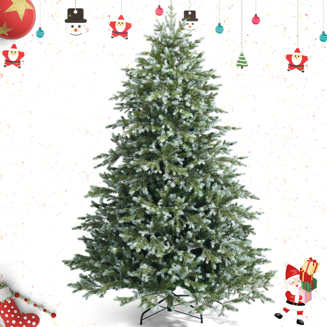 6/7/8 Ft Artificial Christmas Tree Unlit Hinged Xmas Tree w/ Metal Stand Image 2