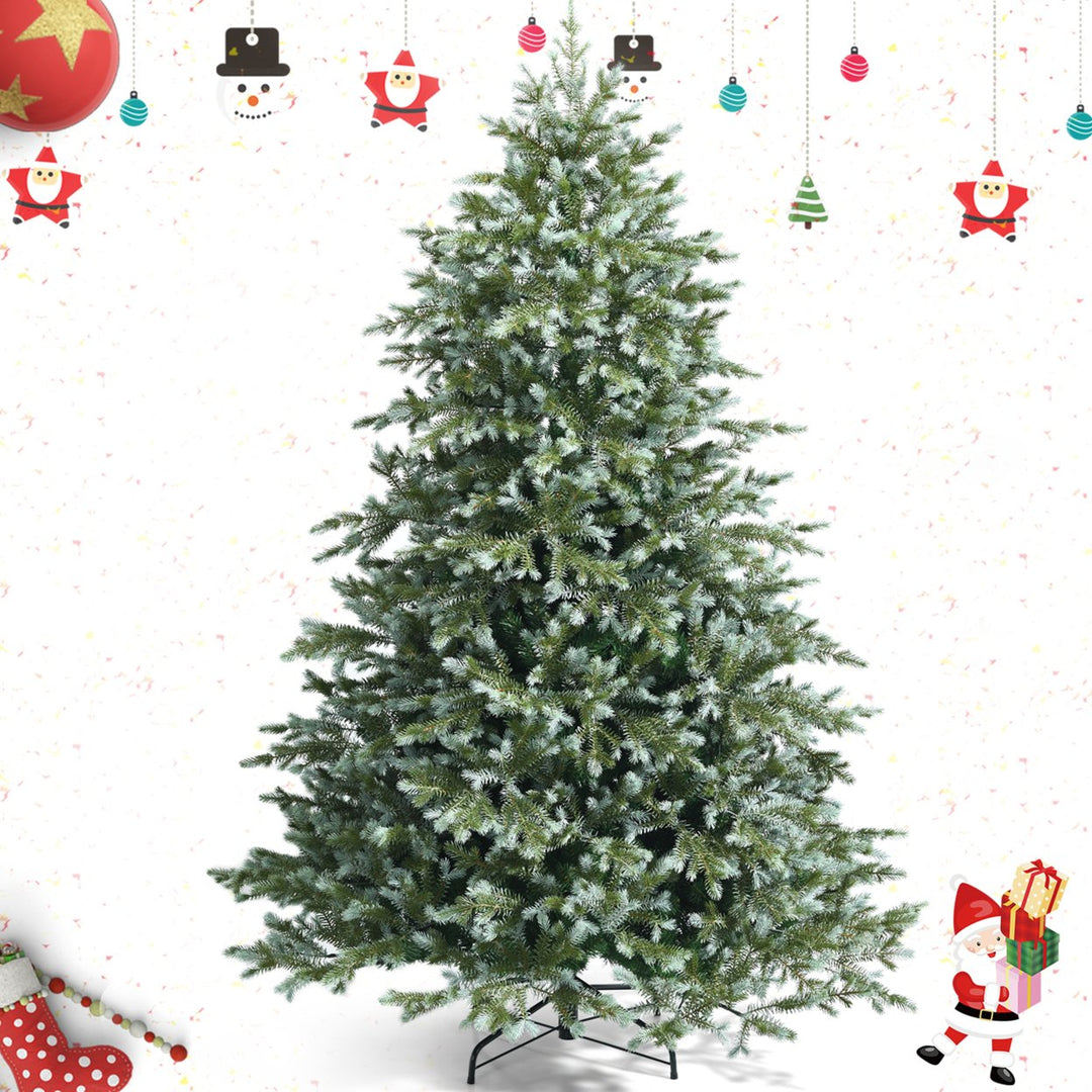 6/7/8 Ft Artificial Christmas Tree Unlit Hinged Xmas Tree w/ Metal Stand Image 1