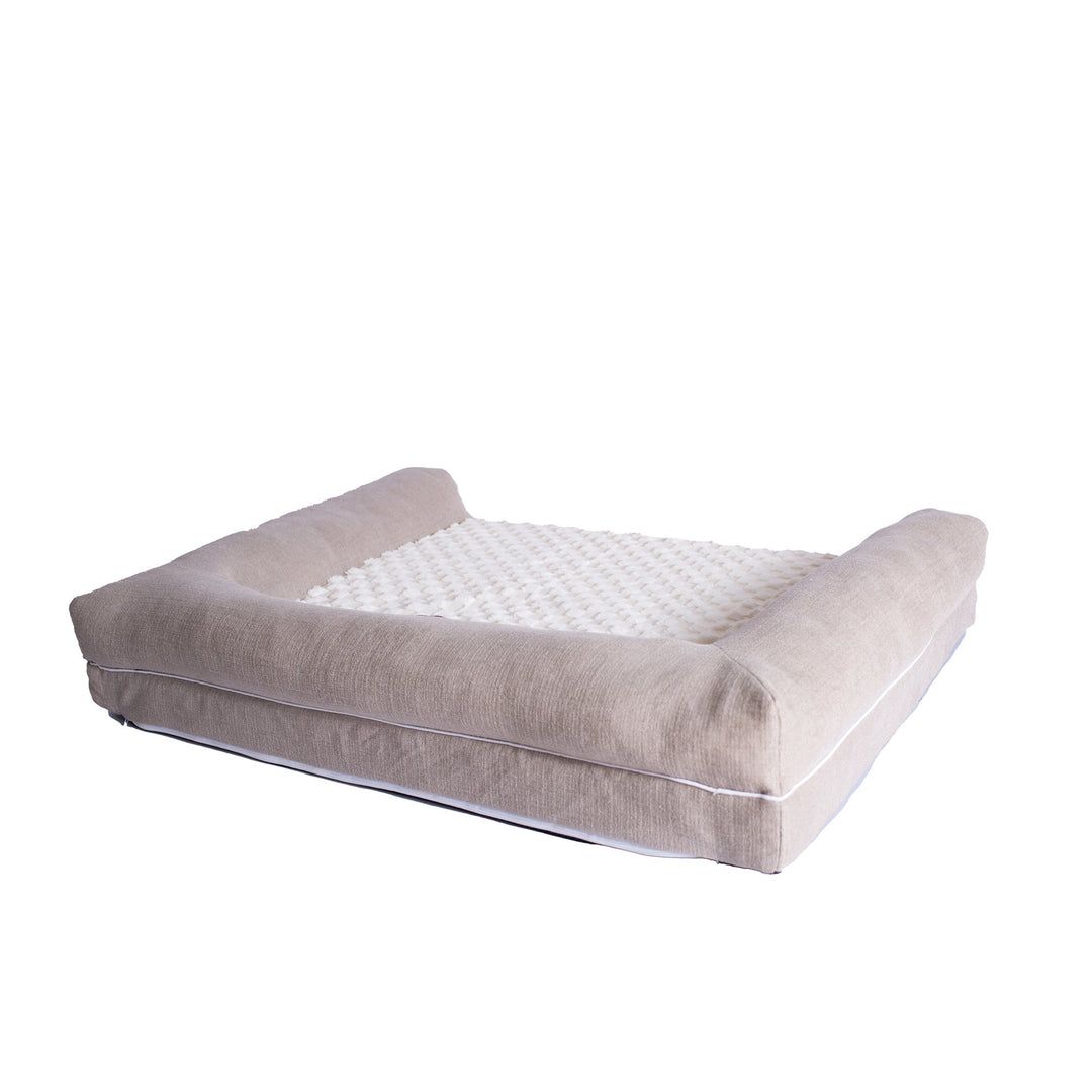 Armarkat D07B Medium Bolstered Pet Bed Ivory Beige Memory Foam 35x28 Inches Image 6