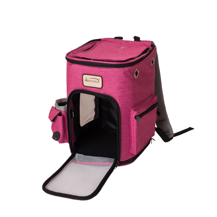 Armarkat PC301P Pet Carrier Backpack Pink Gray Soft-Sided 17x11x11 inches Image 1