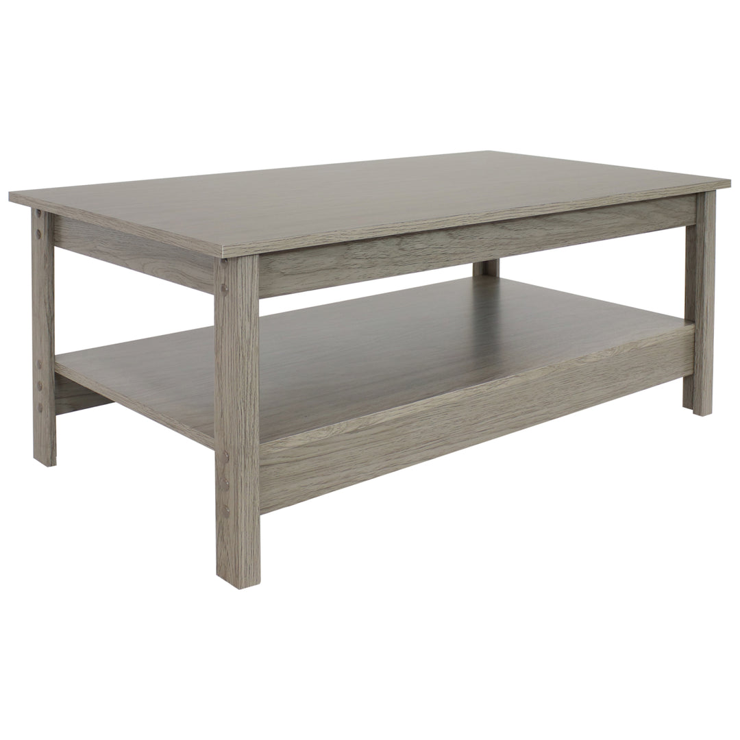 Sunnydaze Classic MDF Coffee Table with Lower Shelf - Thunder Gray - 16 in Image 1