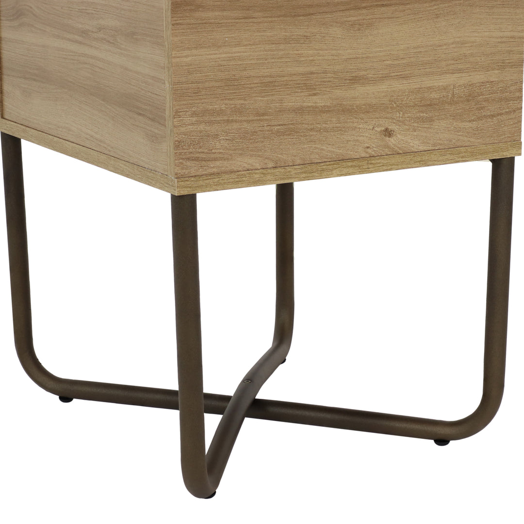 Sunnydaze Industrial-Style MDP Side Table with Shelf - Brown - 19.75 in Image 6