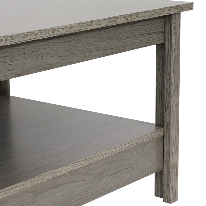 Sunnydaze Classic MDF Coffee Table with Lower Shelf - Thunder Gray - 16 in Image 7