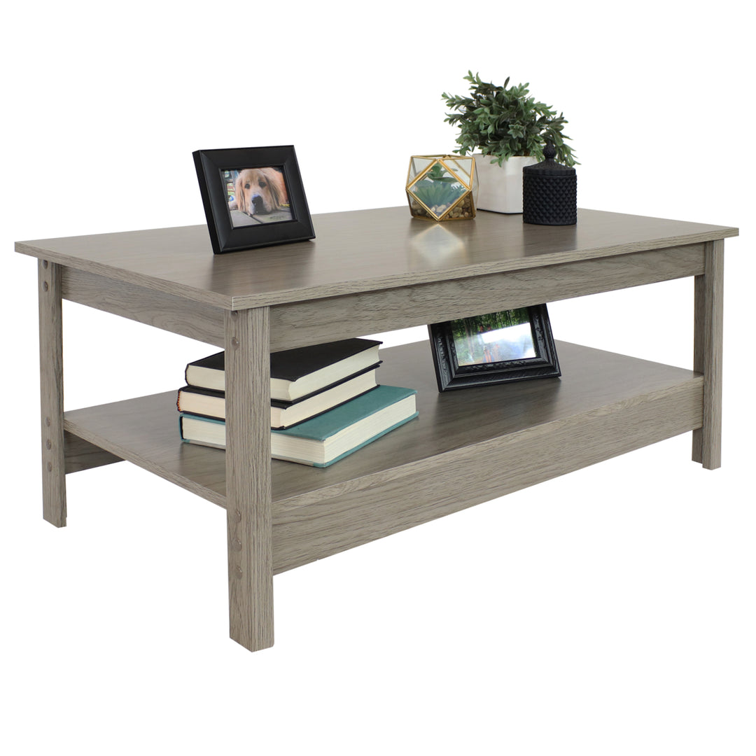 Sunnydaze Classic MDF Coffee Table with Lower Shelf - Thunder Gray - 16 in Image 5