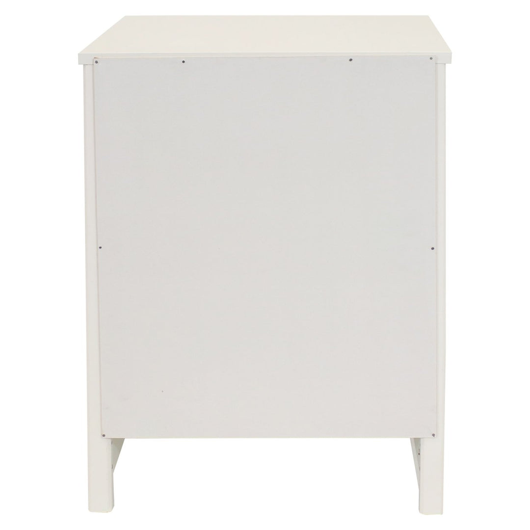 Sunnydaze Beadboard Side Table with Drawer and Cabinet - White - 23.75in Image 11