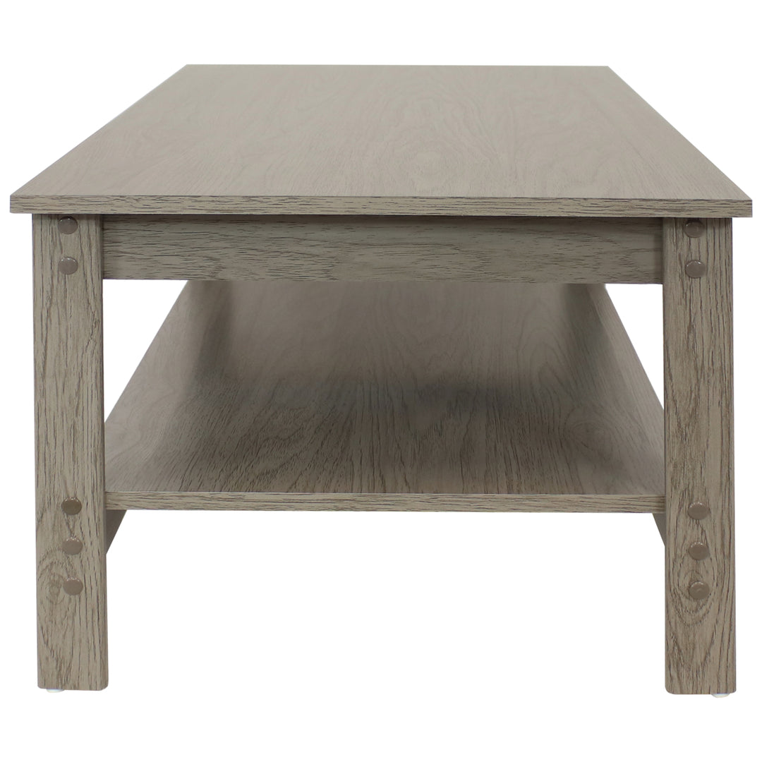 Sunnydaze Classic MDF Coffee Table with Lower Shelf - Thunder Gray - 16 in Image 9