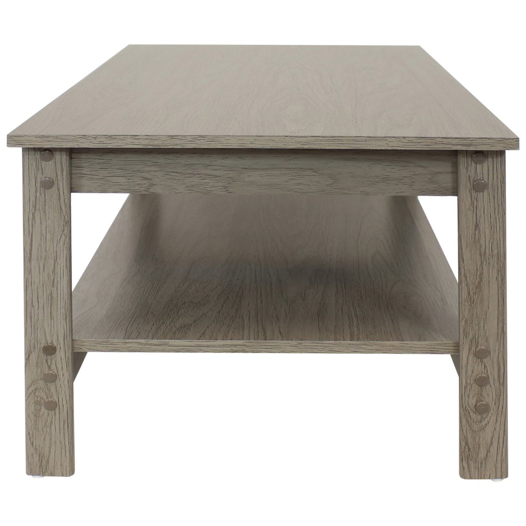 Sunnydaze Classic MDF Coffee Table with Lower Shelf - Thunder Gray - 16 in Image 11