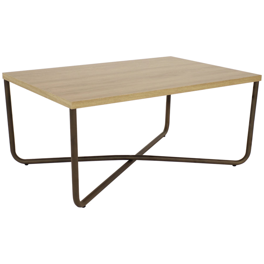 Sunnydaze Industrial-Style MDP Cross Legs Coffee Table - Brown Image 1