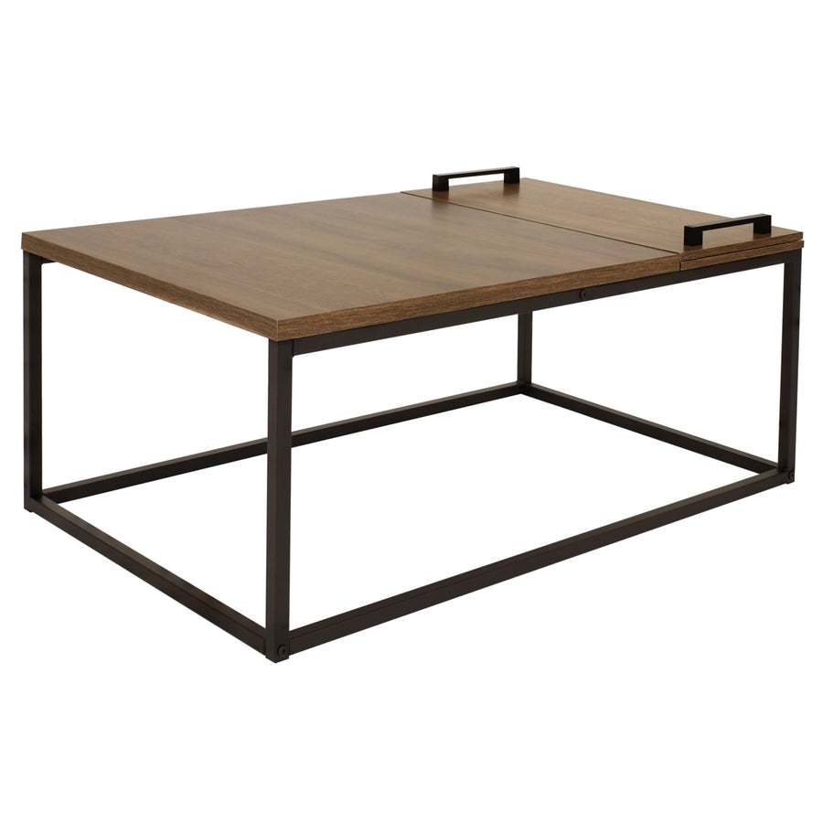 Sunnydaze Industrial Coffee Table with Removable Serving Tray - 16 in H Image 1