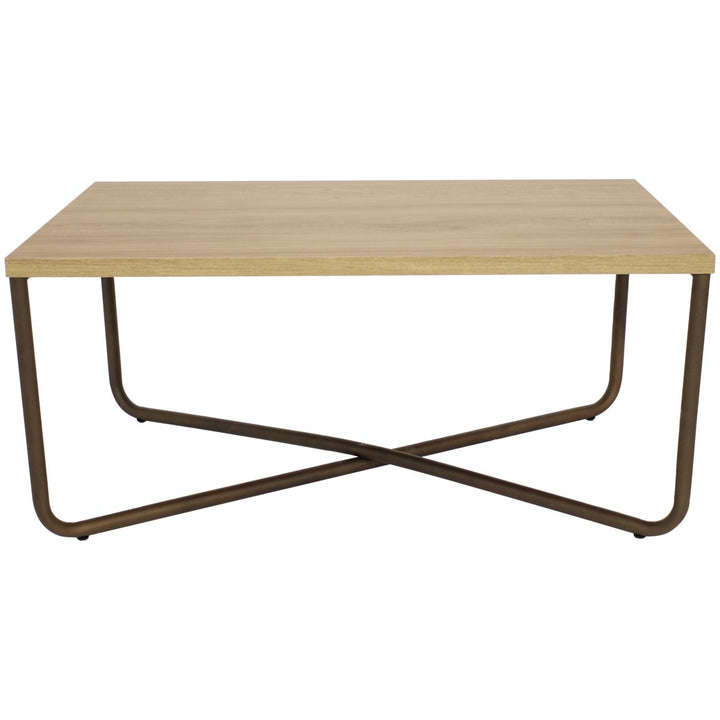 Sunnydaze Industrial-Style MDP Cross Legs Coffee Table - Brown Image 11