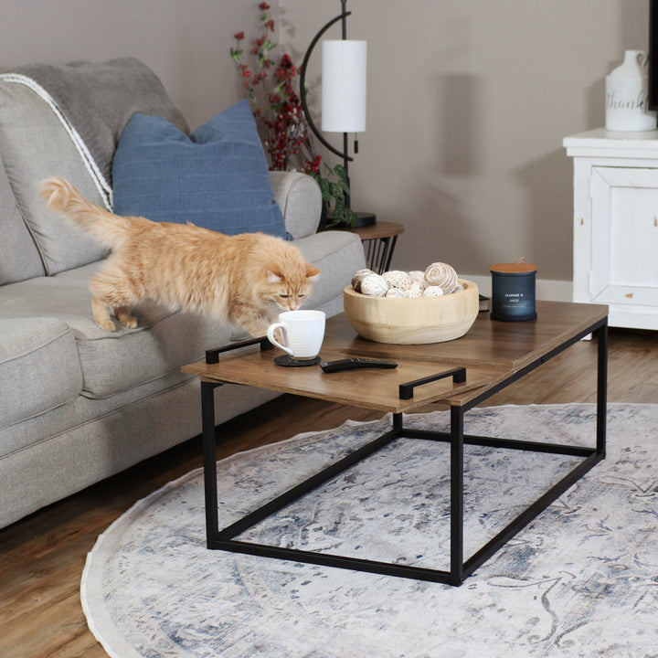 Sunnydaze Industrial Coffee Table with Removable Serving Tray - 16 in H Image 6