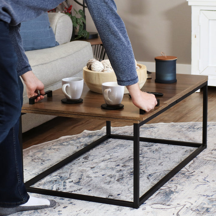 Sunnydaze Industrial Coffee Table with Removable Serving Tray - 16 in H Image 5