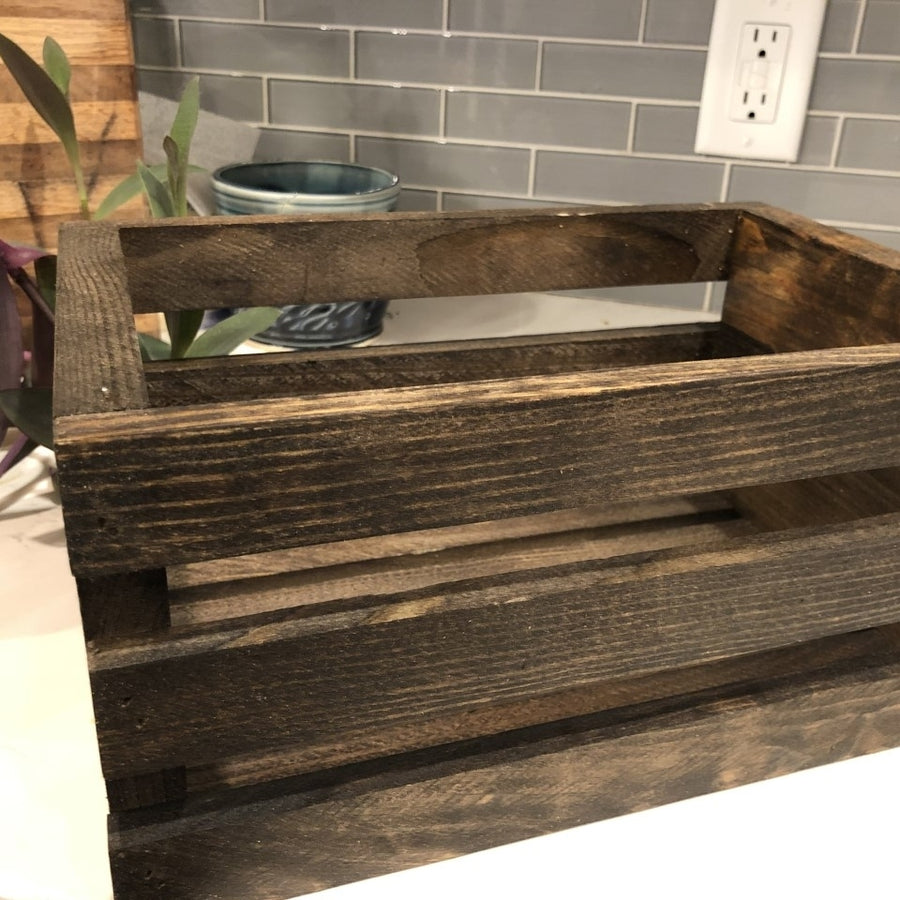 Wood Storage Crate with the vintage rustic look stained dark walnut Image 1