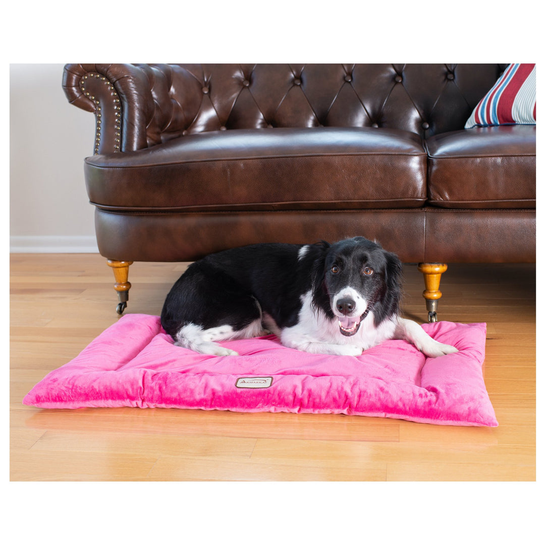 Armarkat M01CZH-L Large Pet Bed Mat Velvet Pink 35x22 Poly Fill Cushion Image 3