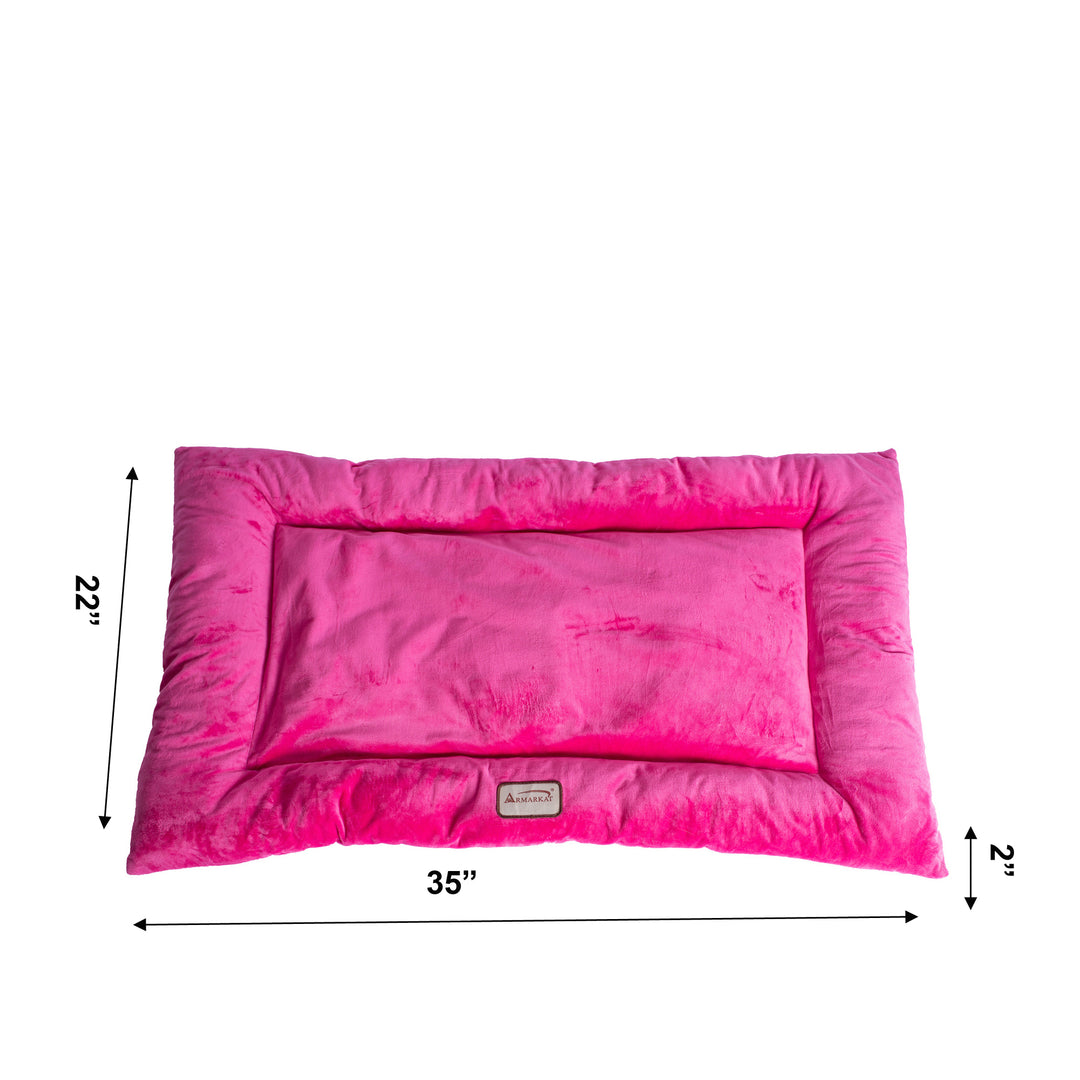 Armarkat M01CZH-L Large Pet Bed Mat Velvet Pink 35x22 Poly Fill Cushion Image 4