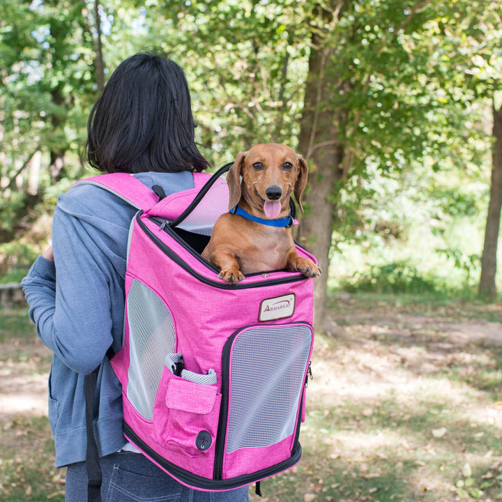 Armarkat PC301P Pet Carrier Backpack Pink Gray Soft-Sided 17x11x11 inches Image 7