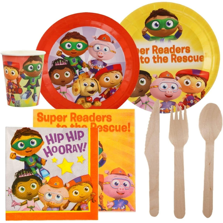 Super Why Kids Themed Party In A Box Complete Kit for 8 Favor Boxes Banner Mighty Mojo Image 3