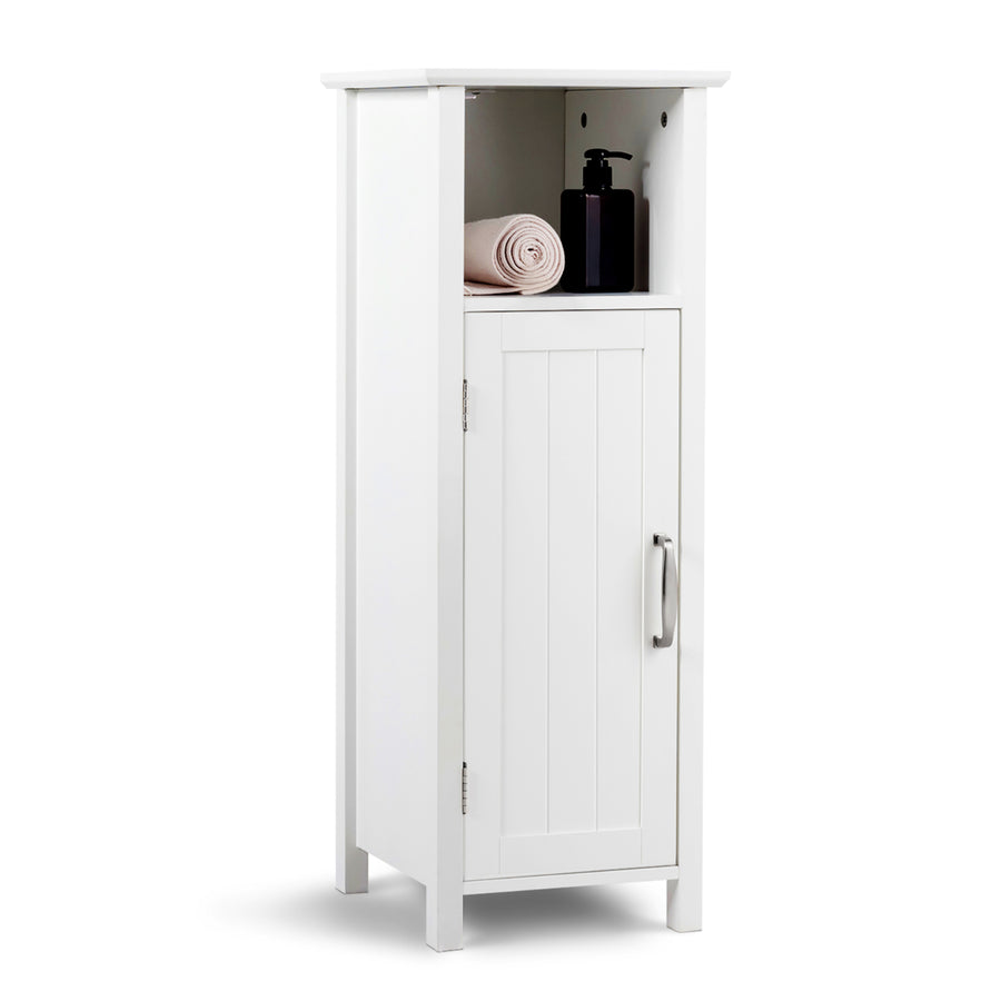 Bathroom Floor Storage Cabinet Free Standing w/ Single Door Adjustable Shelf Image 1