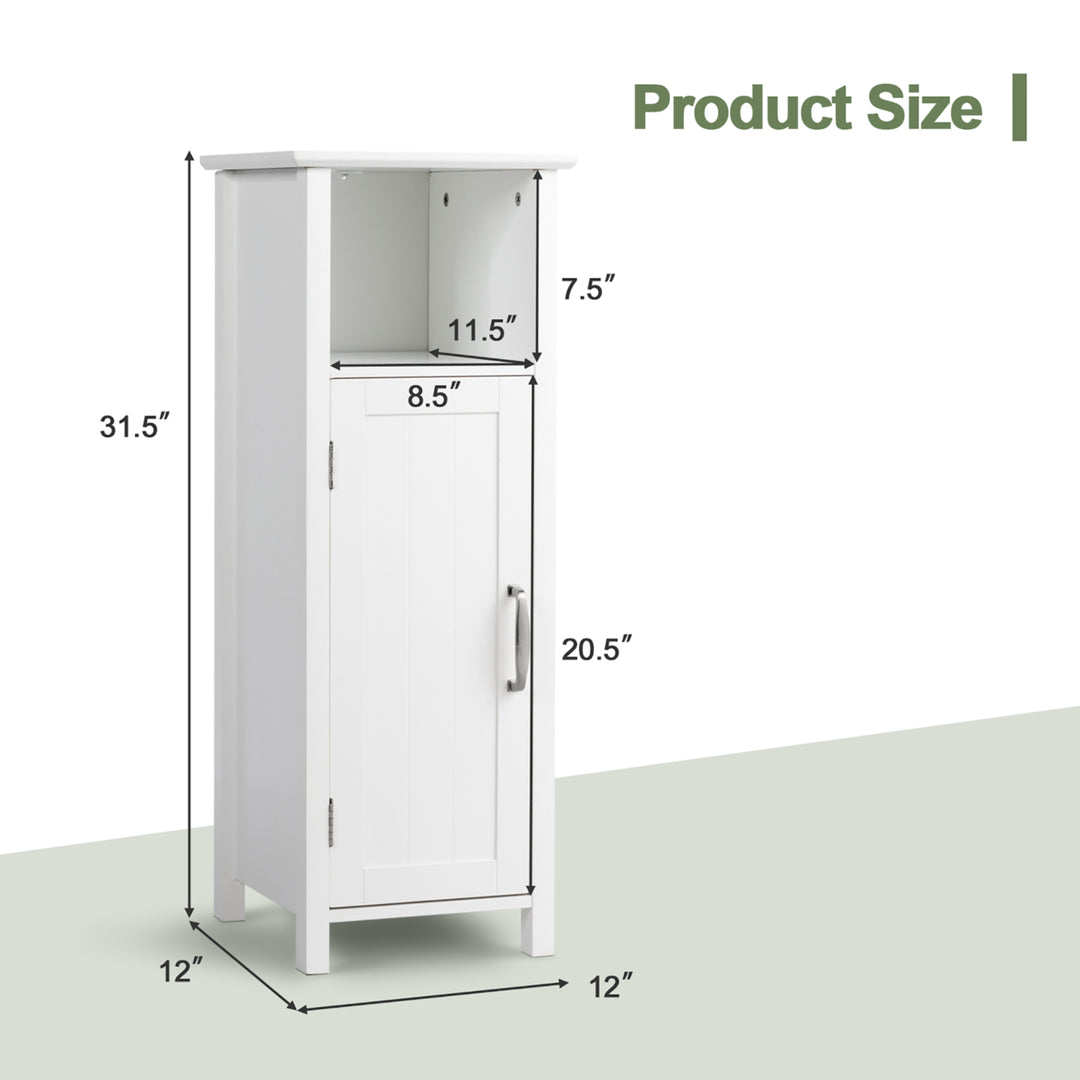 Bathroom Floor Storage Cabinet Free Standing w/ Single Door Adjustable Shelf Image 2