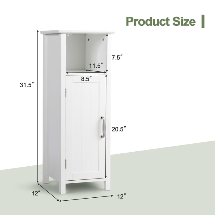 Bathroom Floor Storage Cabinet Free Standing w/ Single Door Adjustable Shelf Image 2