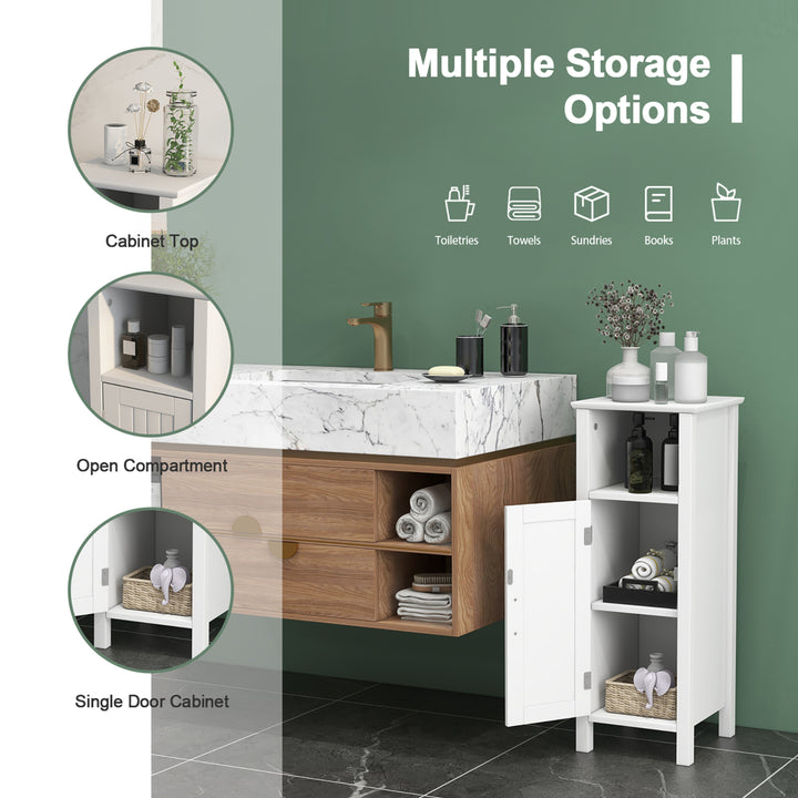 Bathroom Floor Storage Cabinet Free Standing w/ Single Door Adjustable Shelf Image 7