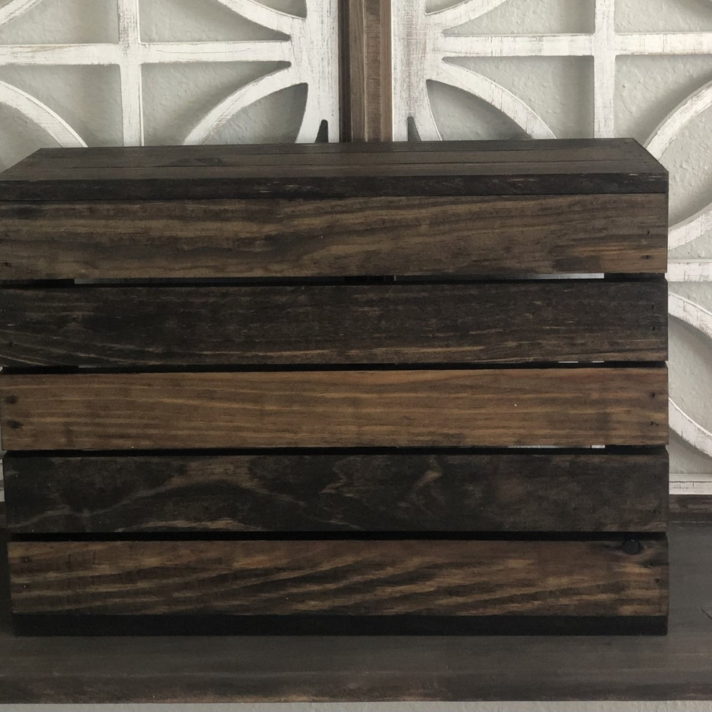 Mowoodwork wood crate 17x12x6 stained dark walnut Image 2