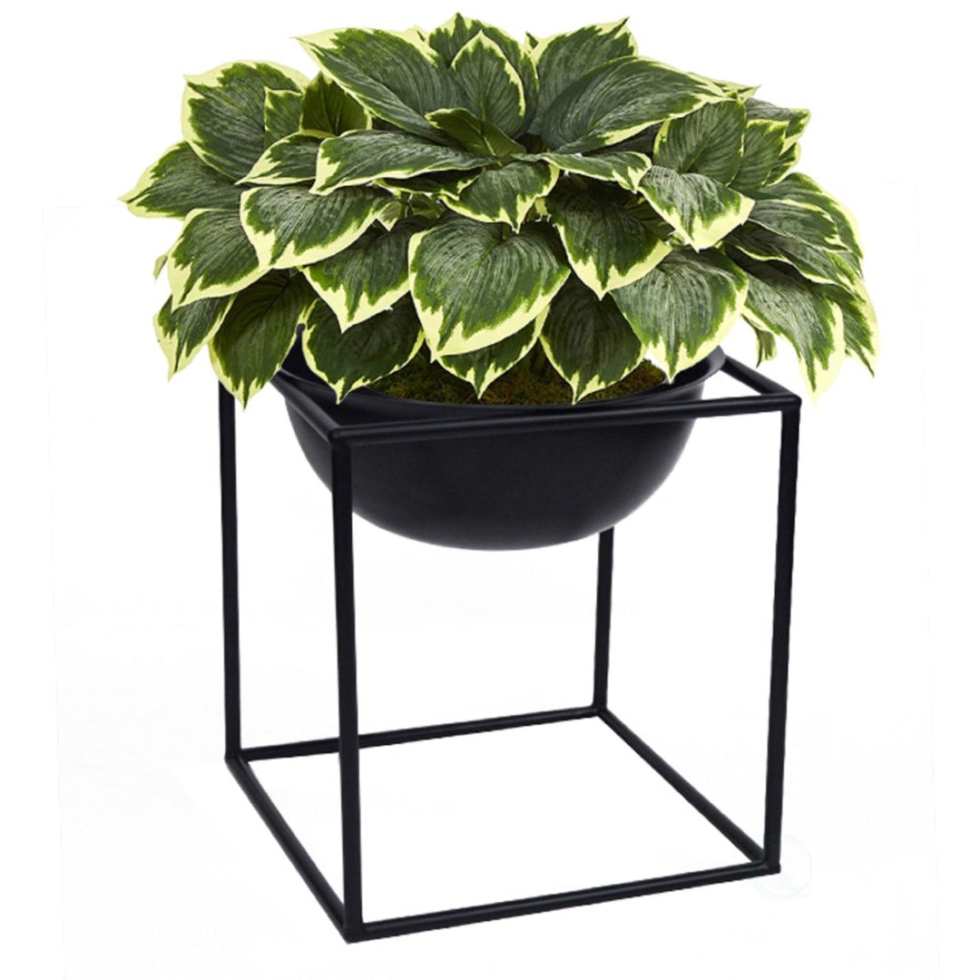 Tall Metal Floor Planter Stand Modern Decorative Holder for Indoor Plants Gold Black Image 1