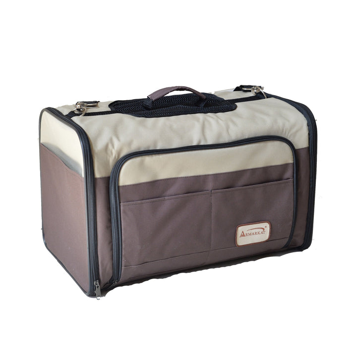 Armarkat Pet Carrier Beige Chocolate PC102R Expandable Canopy Travel Bag 22lb Image 5