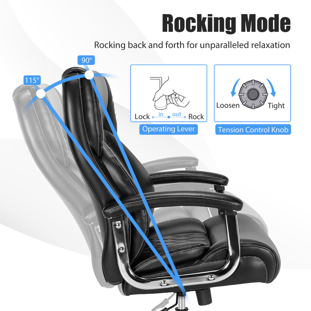 500LBS High Back Big and Tall Office Chair Adjustable Leather Task Chair Image 4