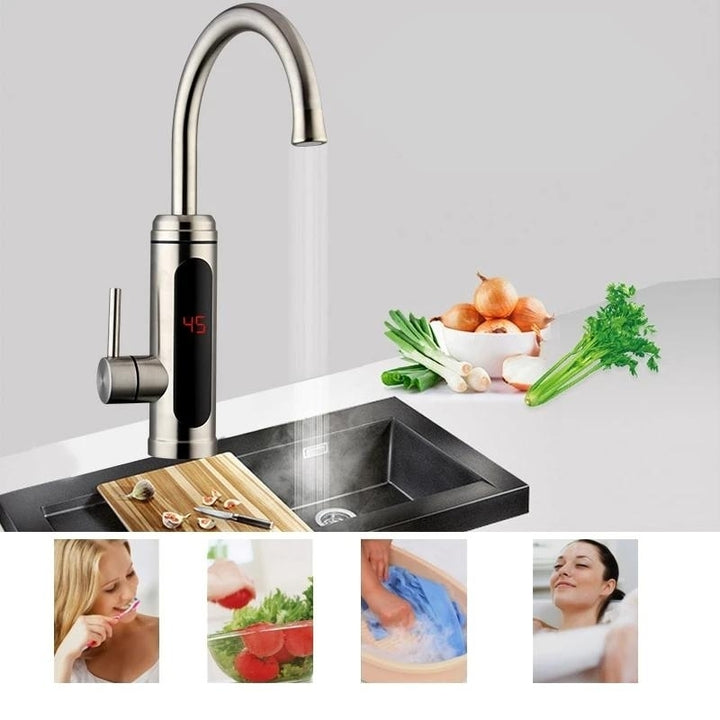 Electric Water Temperature Display Kitchen Tankless Instant Hot Faucet 3000W 220V Image 3