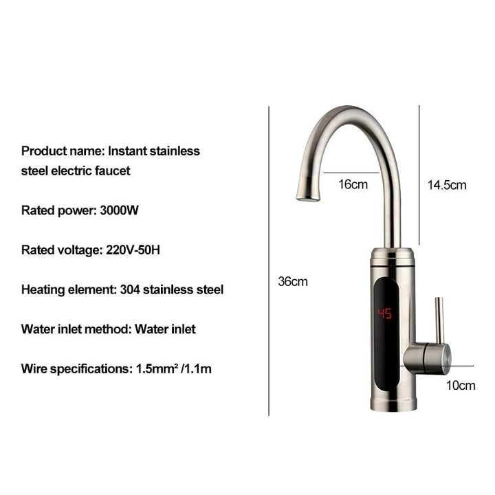 Electric Water Temperature Display Kitchen Tankless Instant Hot Faucet 3000W 220V Image 6