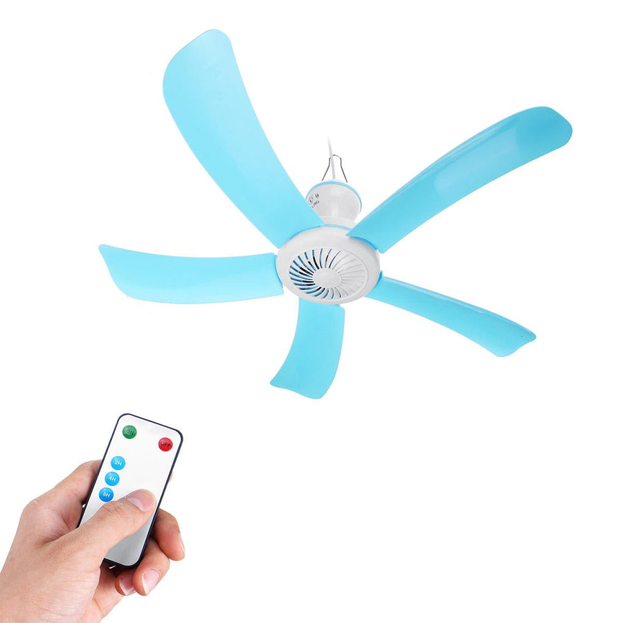 Portable 5 Blades Mini Ceiling Fan W, Remote Control Hanging Summer Cooler Gift Dia. 71cm 220V Image 1