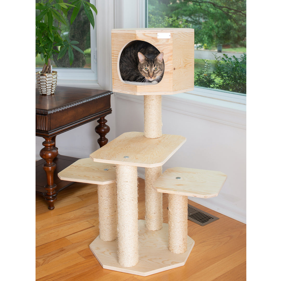 Armarkat S4203 Premium Scots Pine Solid Wood Cat Tree 46" Tall 4-Level Image 3